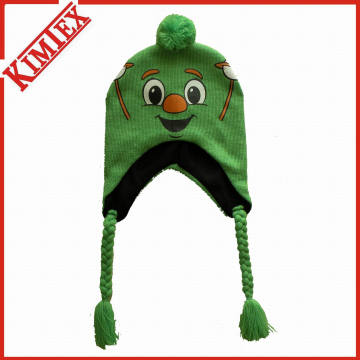 100% Acryl gestrickte Beanie Cap Hut mit Earflap